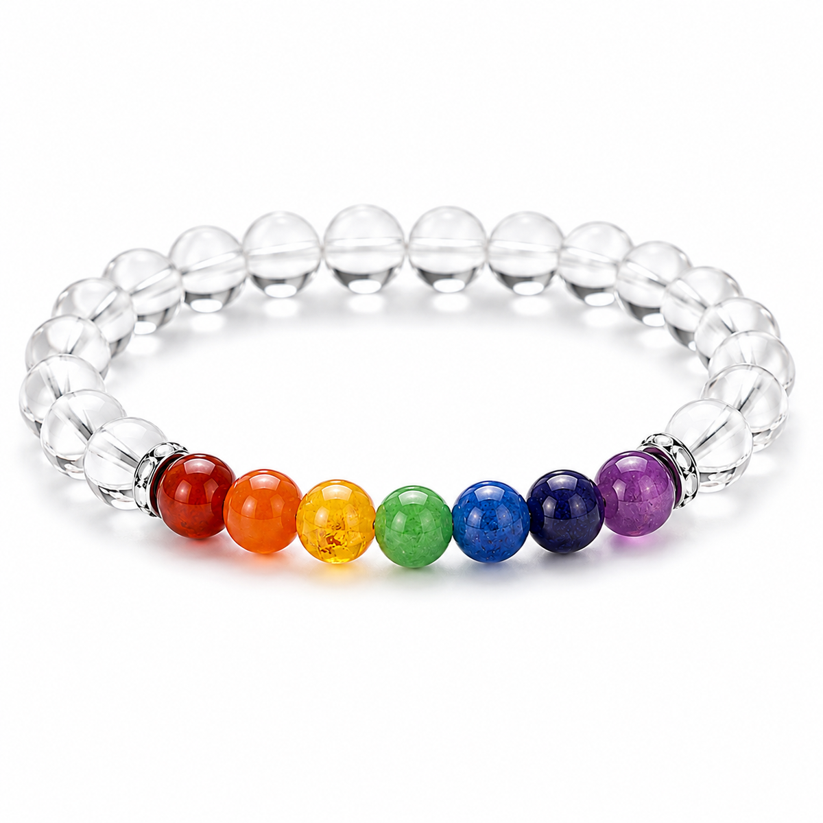 Soul Aura 7 Chakra Clear Quartz Bracelet for Women