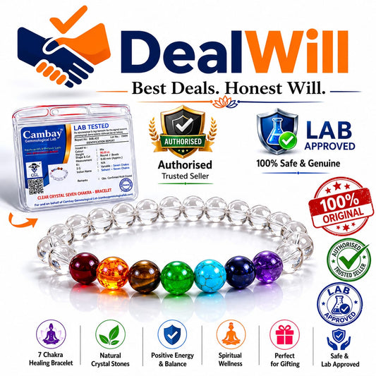 Soul Aura 7 Chakra Clear Quartz Healing Bracelet | Lab Tested Crystal Bracelet for Men & Women