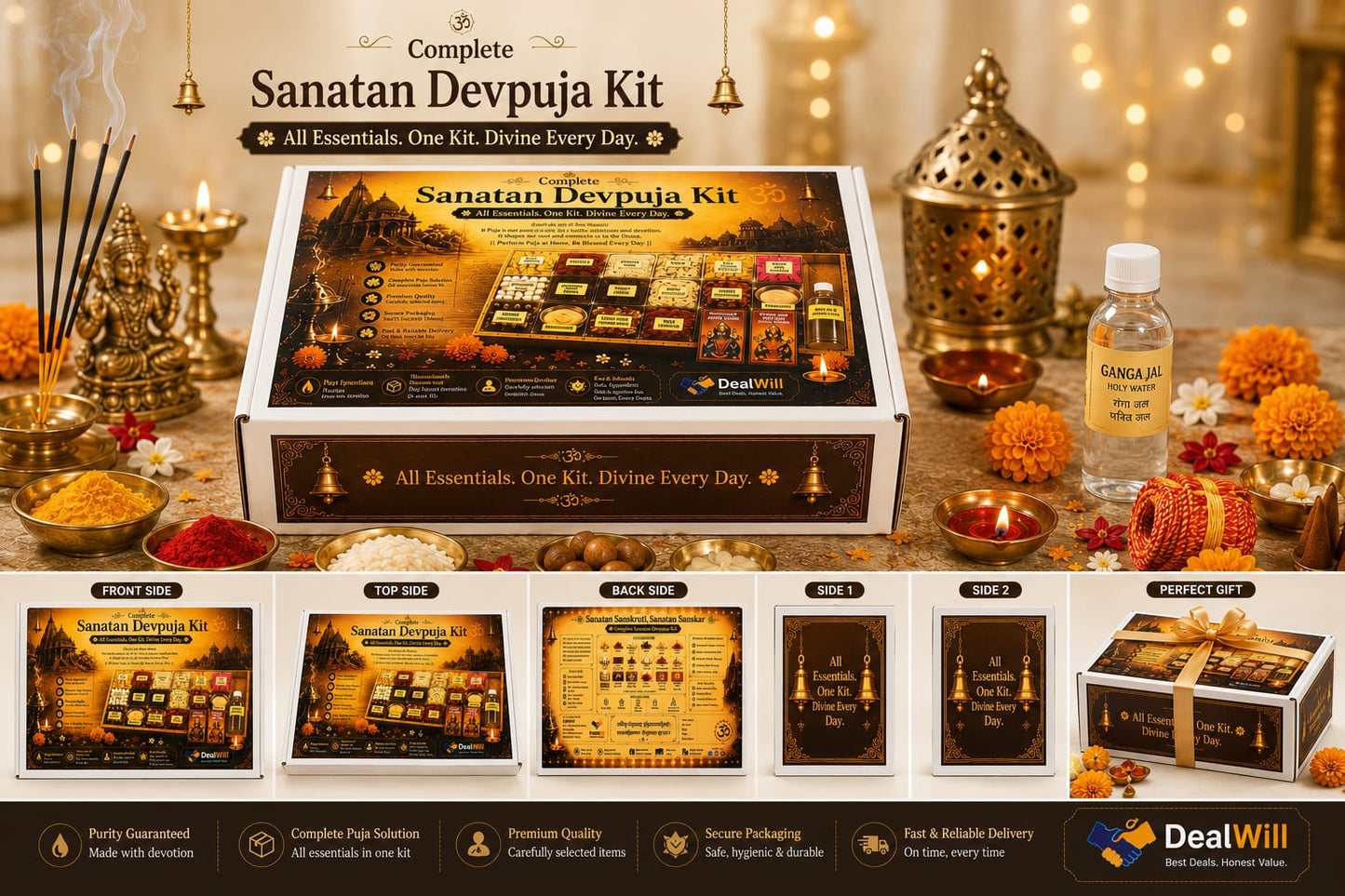 Complete Sanatan Devpuja Kit | Complete Daily Puja Essentials | DealWill