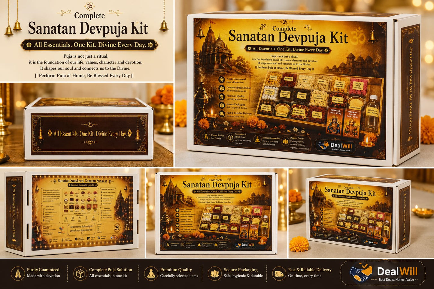 Complete Sanatan Devpuja Kit | Complete Daily Puja Essentials | DealWill