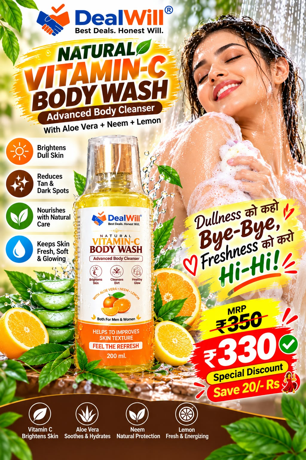 🍋🌿 Natural Vitamin-C Body Wash – Refresh Your Skin Every Day