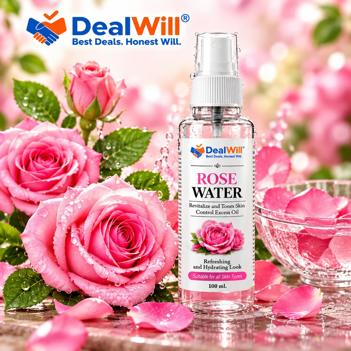 DEALWILL🌹NATURAL ROSE WATER 200 ml🌹